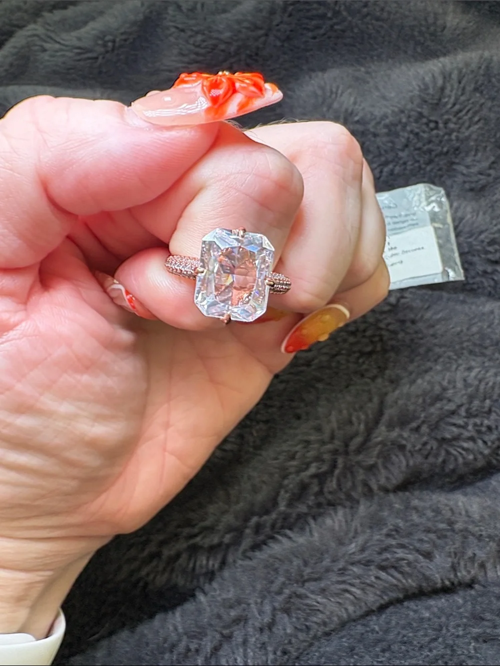 Roam With Me Rose Gold Plated Cubic Zirconia Ring - Clear Stone